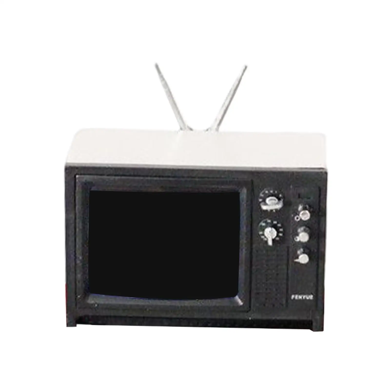 Mini Television Decoration Collectible television Props 1:12 Scale TV for Dollhouses Pretend Game DIY Accessories