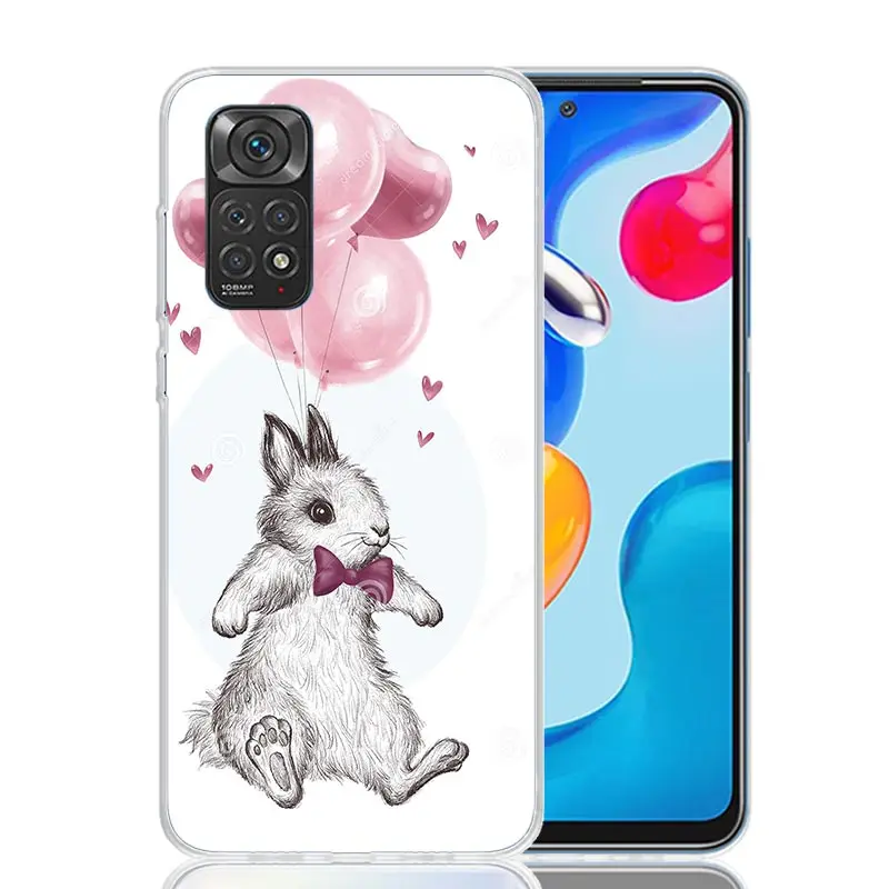 Casing ponsel bayi kelinci lucu, untuk Xiaomi Redmi Note 14 13 12S 12 11S 11T 11E Pro Plus 10S 10 Seni disesuaikan Coque Capa Note