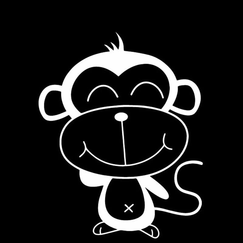 Cartoon Monkey Cute Funny Car Stickers Fashion Decorative Decals Personalized Pvc Waterproof Decals Black/white, 16cm * 13cm