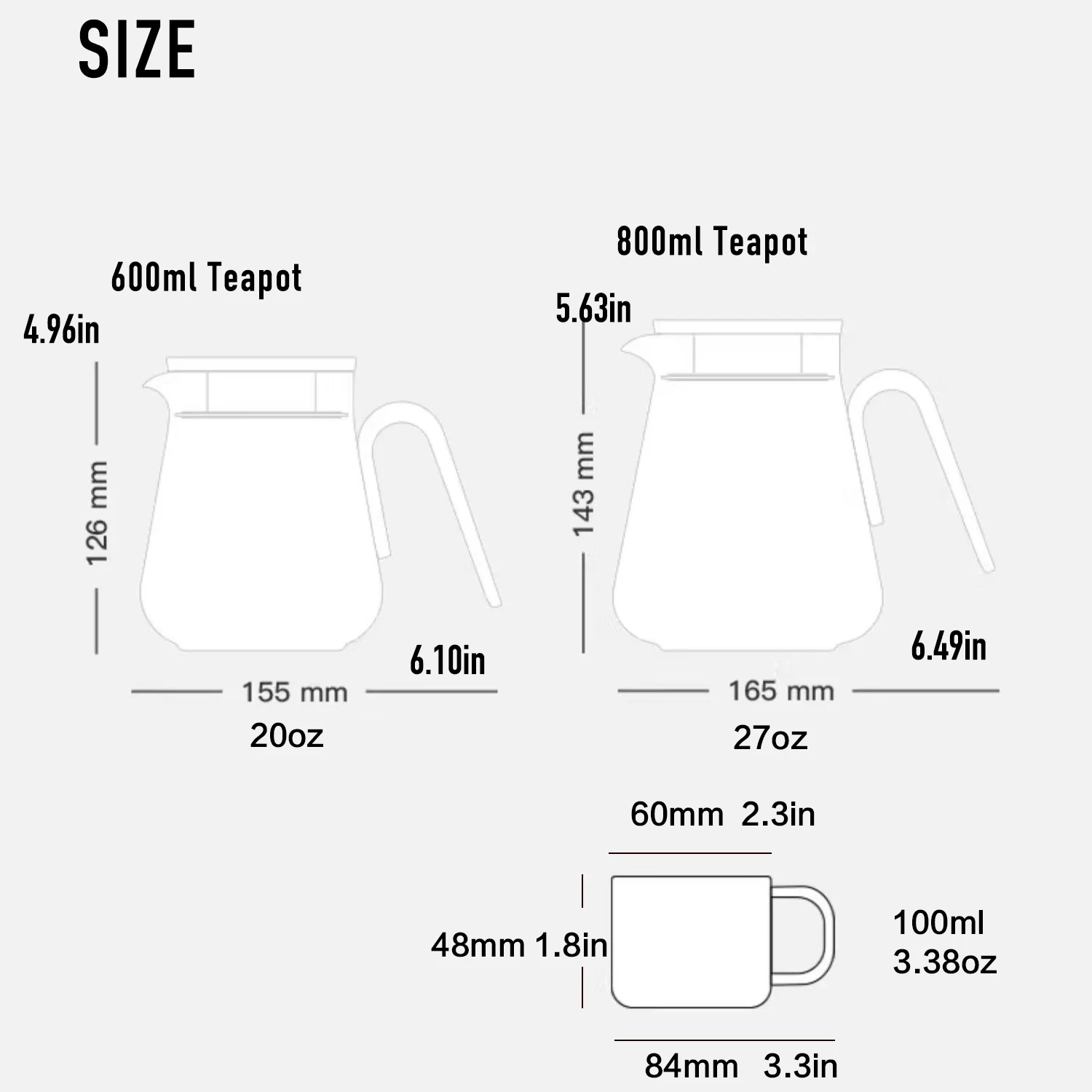 Samadoyo- 600ml/800ml Glass Teapot Set with Aluminum Lid, Filter, and Four Cups – Durable and Heat-Resistant