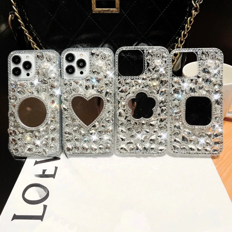 

Luxury Diamond Makeup Mirror Girls Cell Phone Case, Cover for Samsung Galaxy A50, A70S, A32, 5G, A52, A71, A51, A72, A73, A53