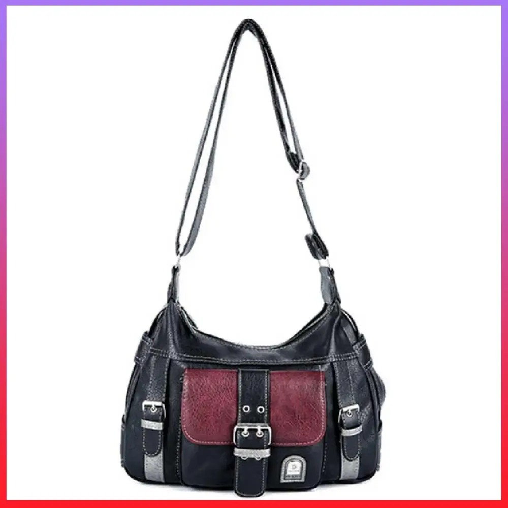 

Сумка через плечо большой вместимости для девочек, повседневная сумка-слинг в стиле ретро, ​​универсальная сумка с несколькими карманами контрастного цвета для путешествий, покупок, поездок на работу