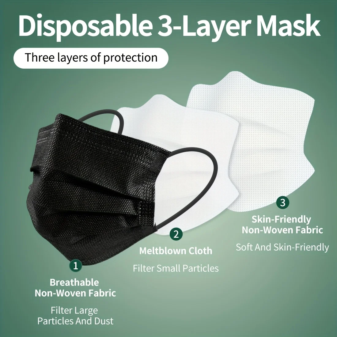 50 قطعة من قناع HENGPIN الأزرق القابل للتصرف مكون من 3 طبقات قناع واقٍ من الغبار قابل للتنفس لقناع العمل اليومي أثناء السفر #2