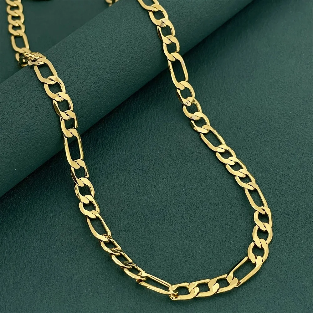 925 Sterling Silver Gold-Plated Men's And Women's 4-8mm Cuban Side Necklace Wedding Banquet Gift Fashion Exquisite Jewelry