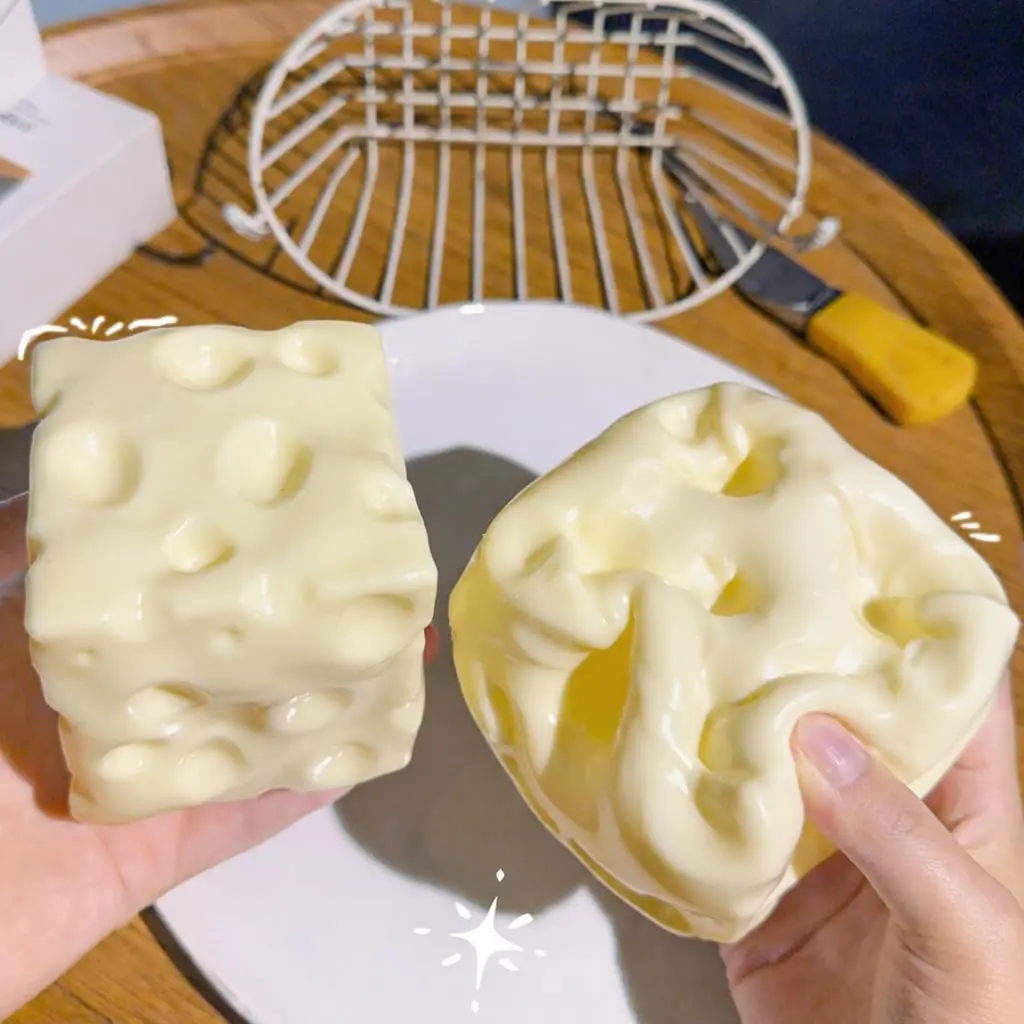1pc Cheese Cube Stress Ball Slow Rebound Squeeze Gifts Non-Bounce Fidget Ornament Sensory Relief