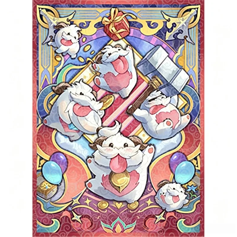 60pcs/set Suitable for Riftbounds Trading Card Protective Case Spirit Doll Gwen/Poro Folding Glitter Board Game Card Case Toy
