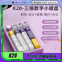 Feker K20 Keypad Mini Keyboards 3 Mode 2.4G Wireless Bluetooth Number Keyboard Pad 19 Keys RGB Customization Computer Accessory