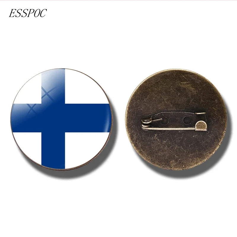 Europe National Flag Badge Pin France Italy Spain Poland Russia Ireland Netherlands Country Flag Brooch Glass Cabochon Jewelry