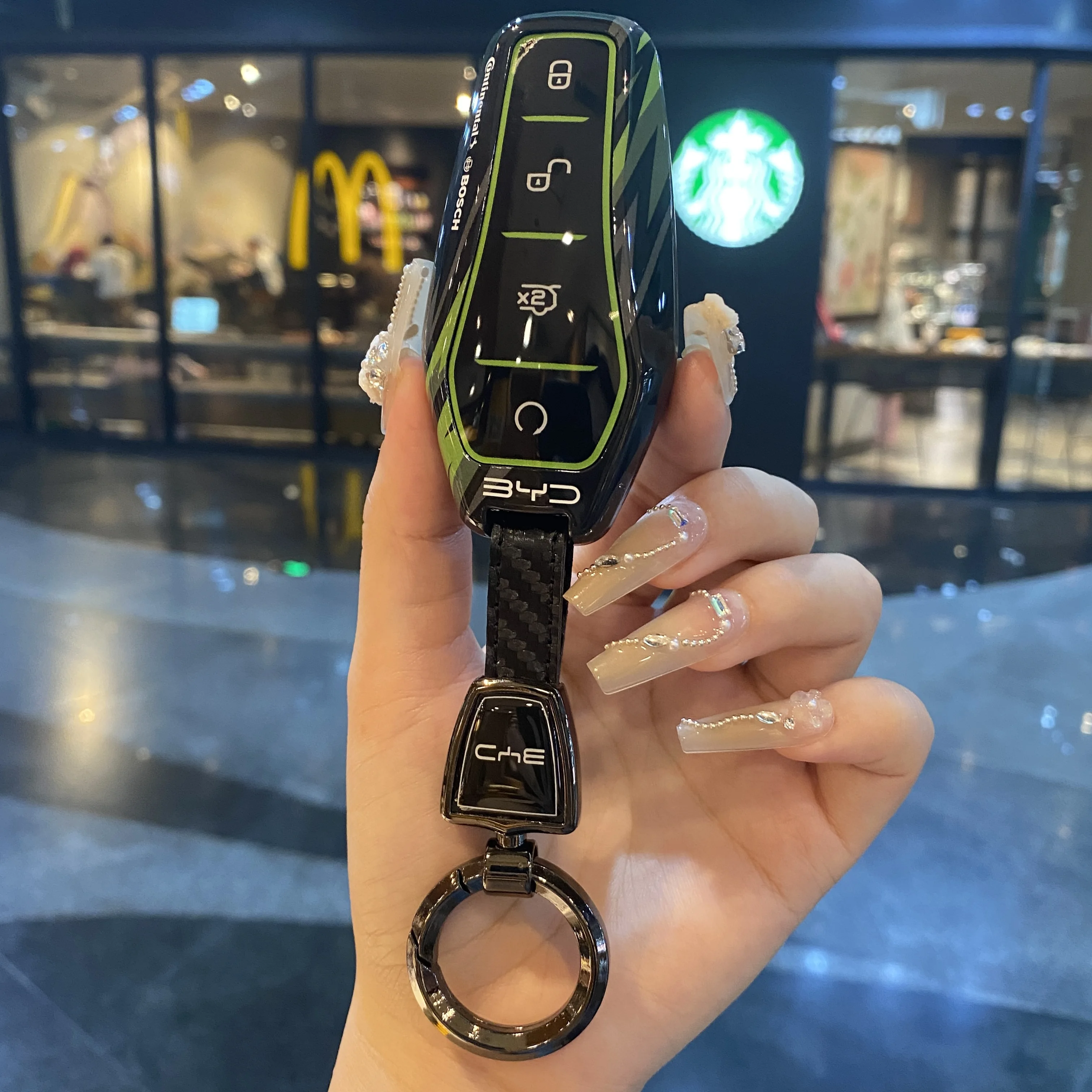 سيارة مفتاح تحكم عن بعد غطاء ل BYD أغنية زائد Atto 3 هان EV تانغ DM تشين ختم دولفين سبائك الزنك الجلود مفتاح حامل قذيفة #3