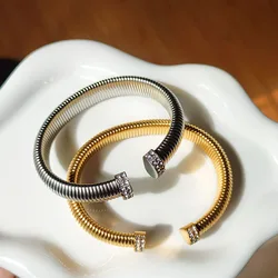 Cz stone pave open cuff bangles stainless steel bangles for women minimalist dainty stainless steel jewelry non tarnish