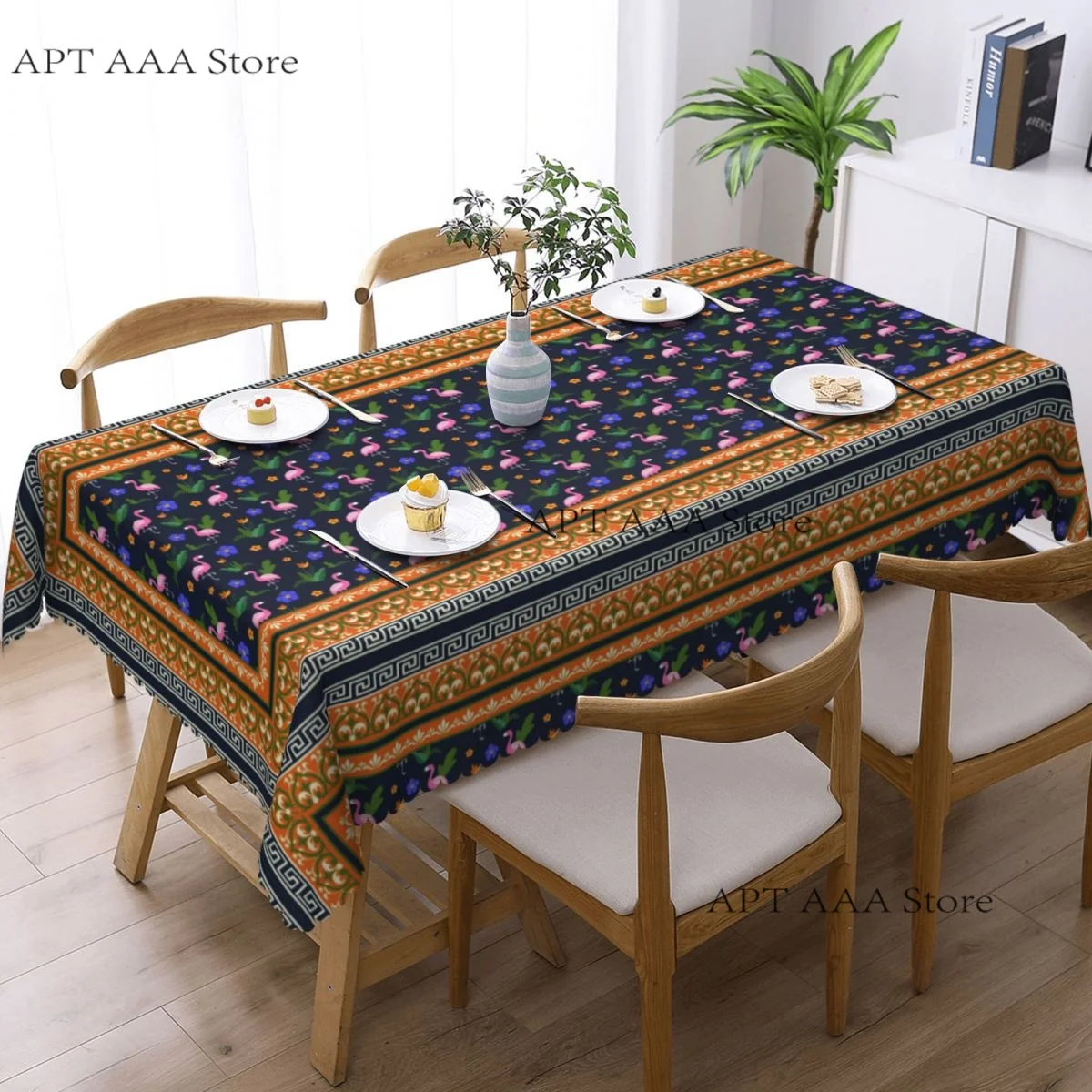Luxury Flowers Tablecloth Rectangular Waterproof Freemasonry Mason Table Cover Cloth for Banquet