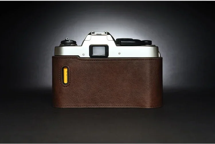 Design para Nikon FM10 feito à mão em couro genuíno meia capa para câmera Bolsa