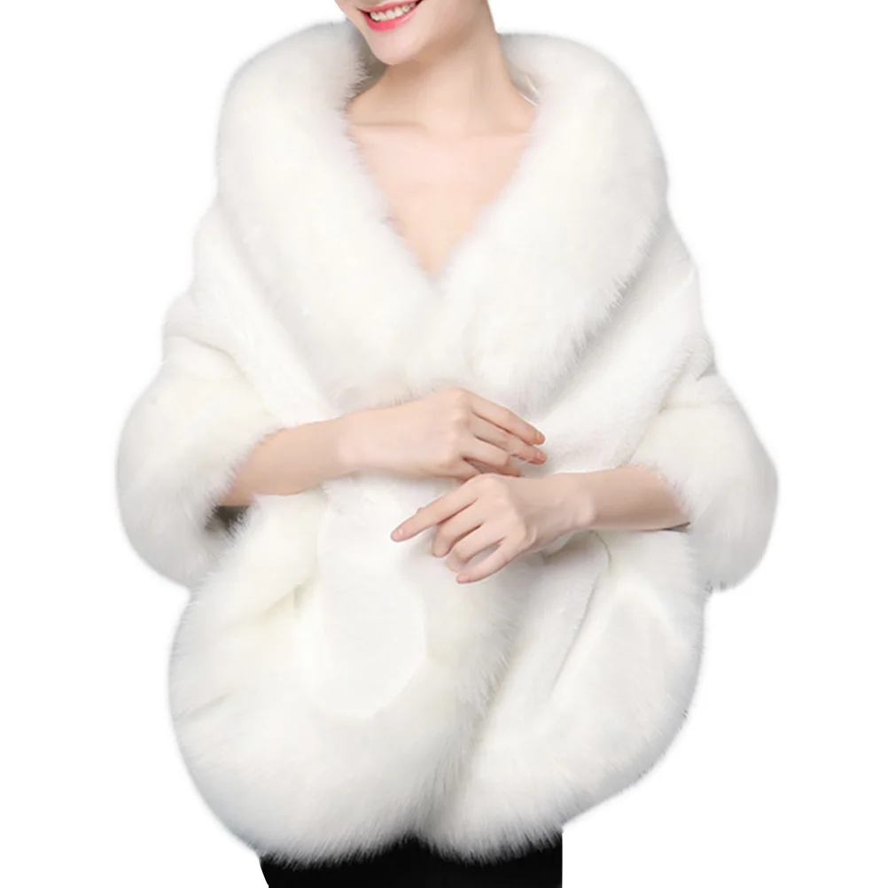 

Tippet Warm Cloak Wedding Shawl Artificial Shoulder Cape Cappa Dress Miss Winter Party Banquet Soft Material