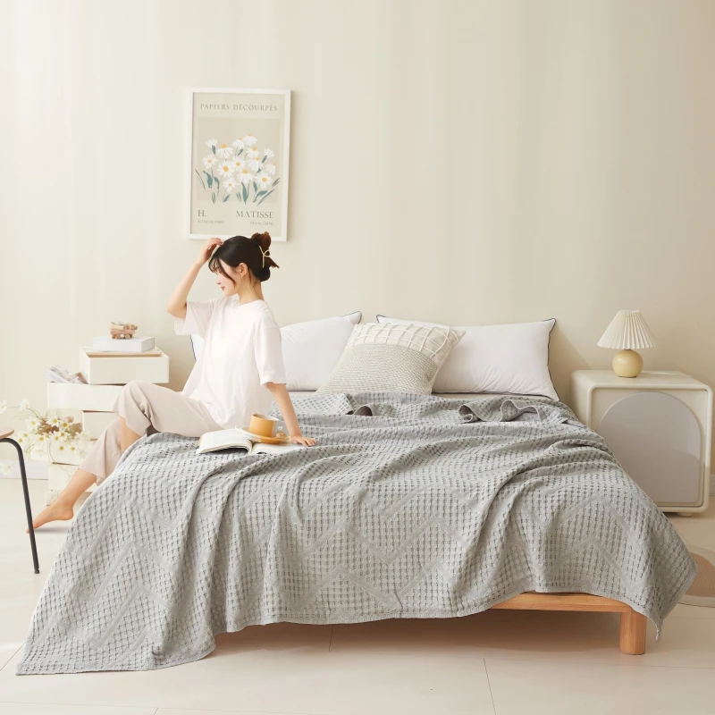 Pure cotton hollow out cotton towel blanket, gauze towel, summer cool bed sheet, double sofa cover blanket, thin quilt