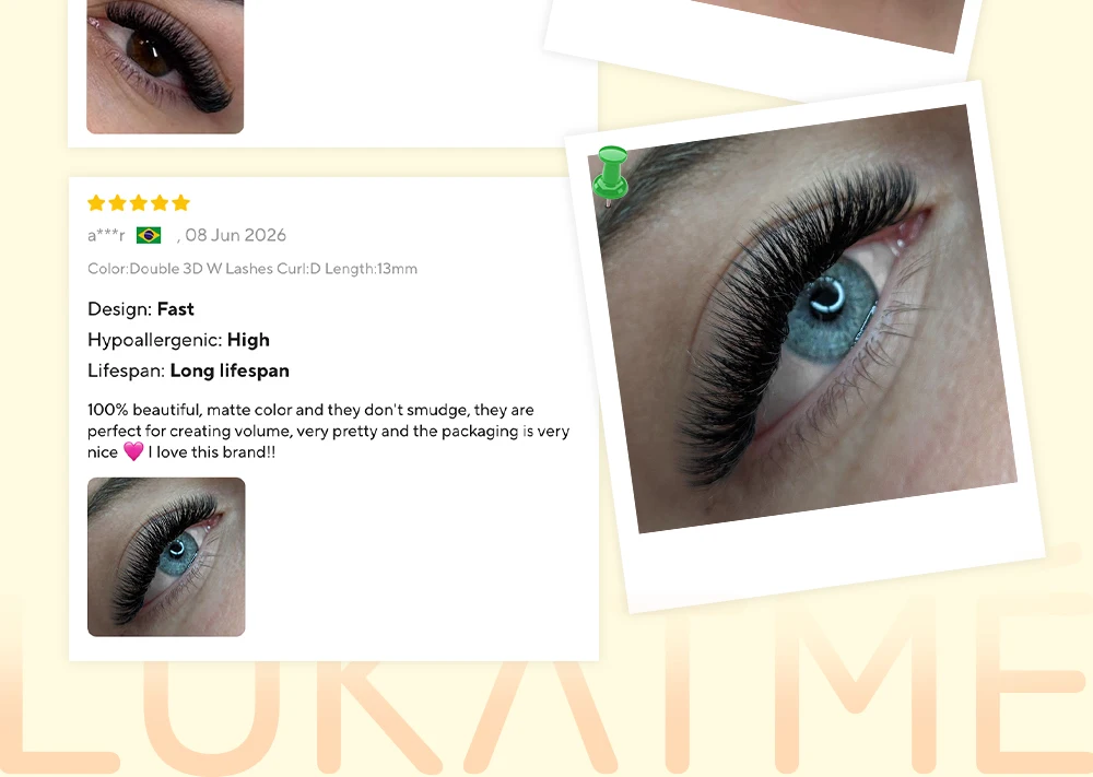 LUKATME Doppelte 4D Doppelte 3D Wimpernverlängerungen Vorgefertigte Volumenfächer 6D 8D Wimpern 7-14mm Mega-Volumen W-Form Faux-Nerz-Wimpern – Detail 15