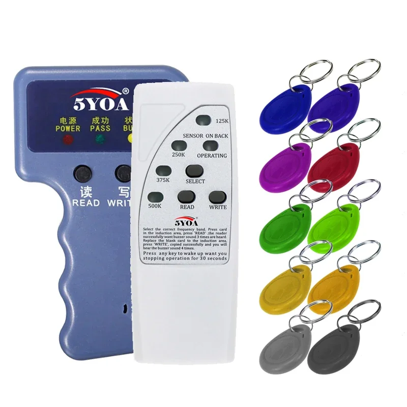 เครื่องอ่านและเขียนบัตร RFID 5YOA ความถี่ 125KHz เครื่องคัดลอกแท็ก ID เครื่องทำสำเนา EM4305 T5577 โปรแกรมเมอร์บัตรกุญแจและพวงกุญแจ พร้อมไฟแสดงสถานะ