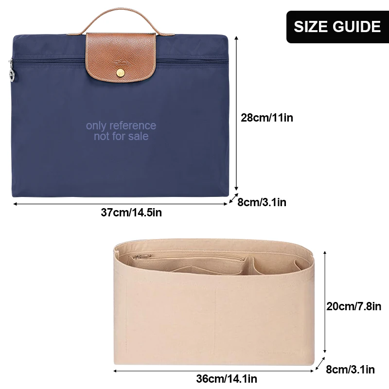 Felt Insert Bag for Longchamp Le Pliage Women\'s Briefcase Organizers Lining Liner Bag Computer Storage Inner Hnandbag