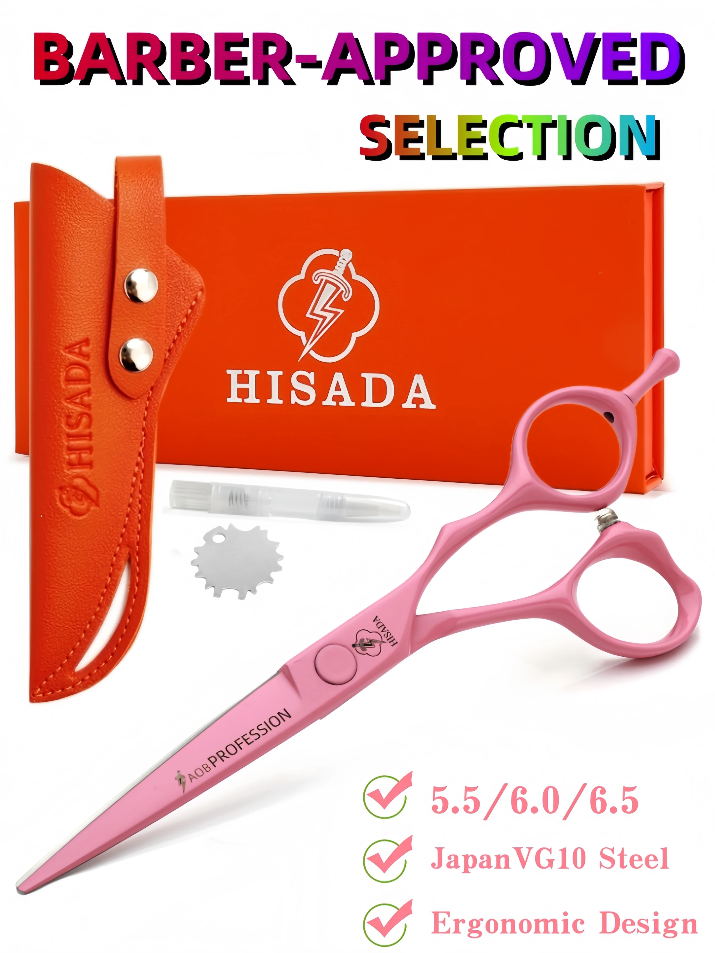 HISADA professionelle Friseurschere 5,5/6,0/6,5 Zoll rosa Friseurschere Haarschneidemaschine Barbershop-Zubehör