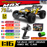 WLtoys 16101 Pro 1:16 75KM/H 4WD RC Car With LED Light 2.4G Remote Control Cars High Speed Drift Monster Truck for Children Gift