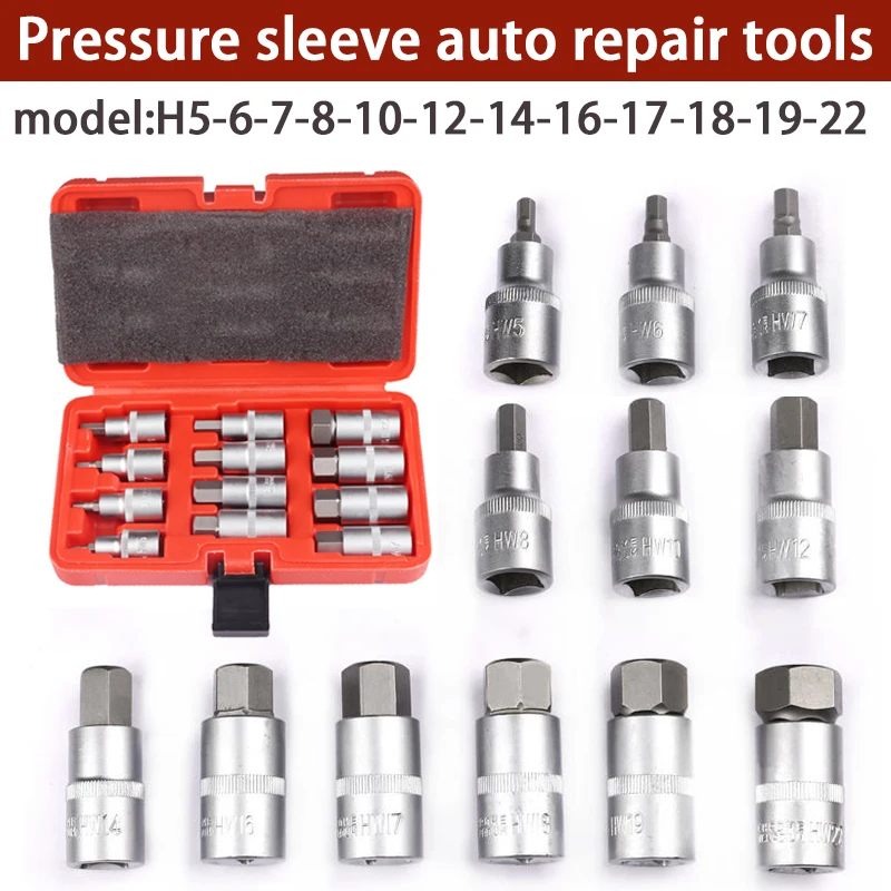 

12pcs 1/2 Inch Drive Impact Hex Bit Socket Set H5H6H7H8 H10H12H14 H16H17H18H19 H22 Sockets Set Hand Tools Auto Repair Tool Set