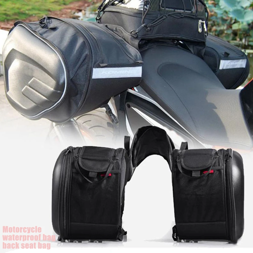 Motorcycle Rear Seat Bag Expandable Side Saddlebags Large Capacity Helmet Storage Fashionable Travel Tail Bag