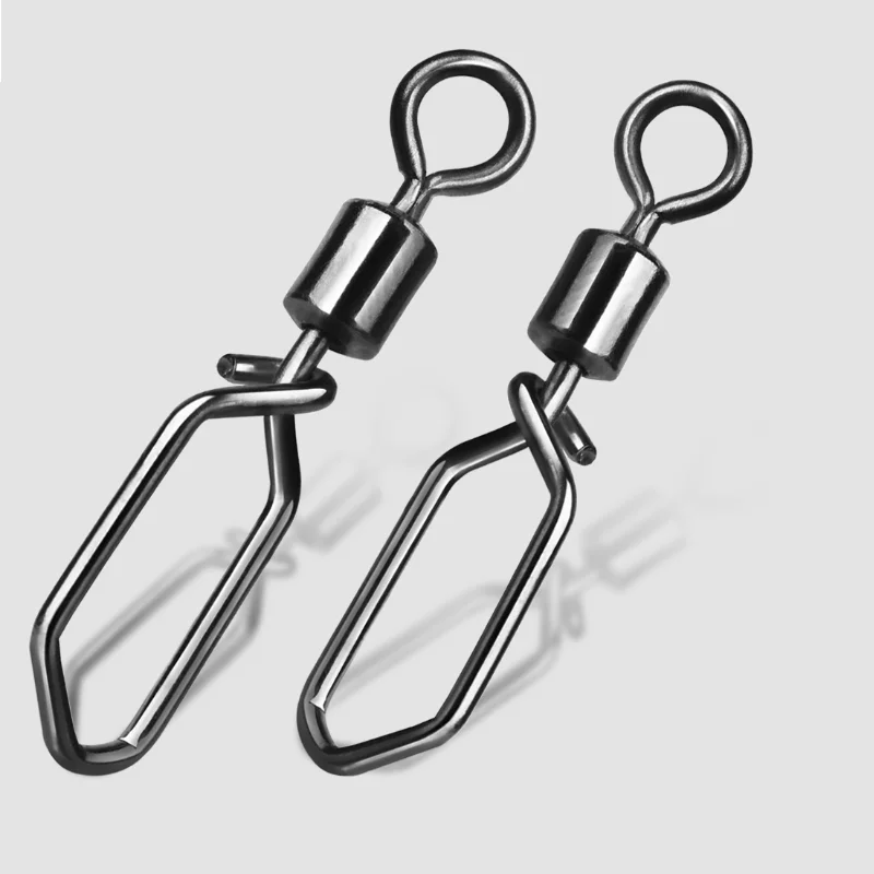 Giratórios de pesca snap 15 30 30 pçs gancho snap aço inoxidável barril de rolamento de pesca giratória isca de pesca conector bloqueio snap