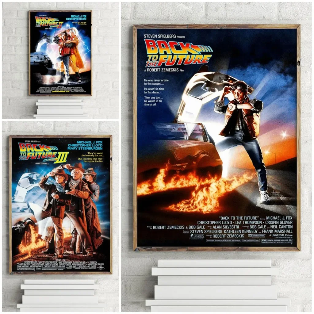 فيلم العودة إلى المستقبل ثلاثية الملصقات غرفة المعيشة اللوحة الزخرفية جدار الفن قماش يطبع ديكور المنزل صور