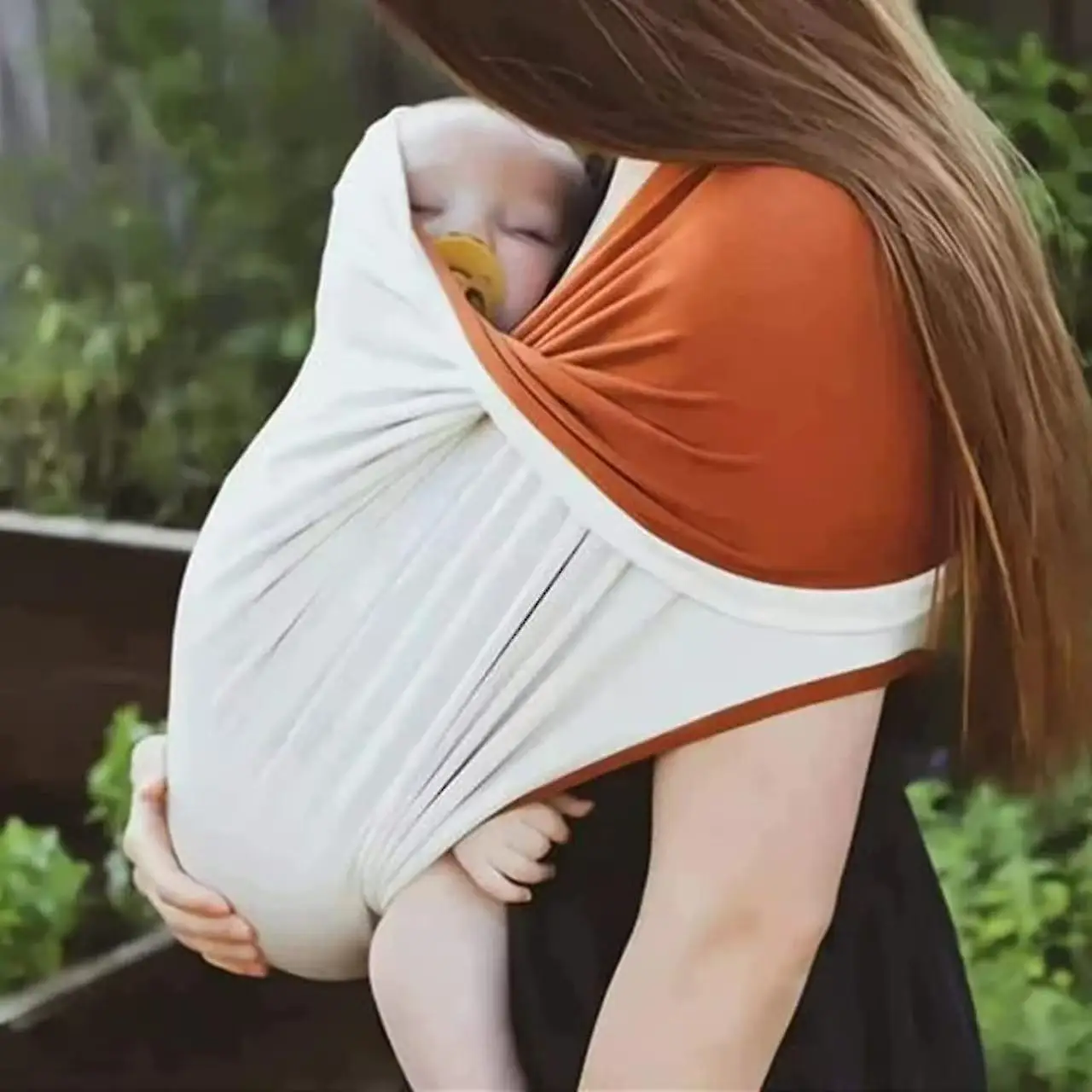 Baby Sling Carrier Wrap Stretchy Carrier Belt Adjustable Dual Color Spliced Infant Carrier Comforter and Security Baby Wrap