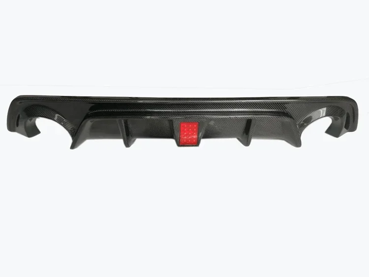 FITS 18-21 INFINITI Q50 CARBON FIBER REAR BUMPER DIFFUSER LIP W/ RED LED BRAKE LIGHT black glossy finish