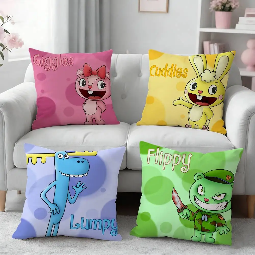 

H-Happy Tree Friends Pillow Case Pattern Printed Pillowcase For Living Room Sofa Cushion Cover