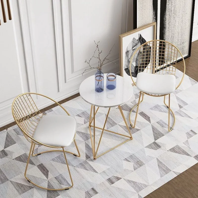 

Internet celebrities Nordic balcony leisure tables and chairs milk tea shop simple marble slate small round outdoor