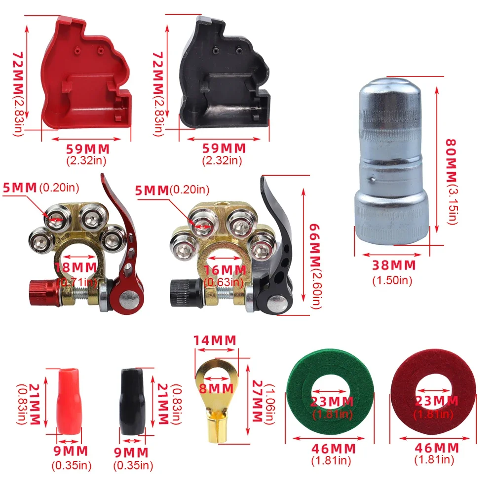 1 Set Car Battery Terminals Wire Cable Clamp Terminal Connectors Positive Negative Quick Release Connector for Caravan Auto