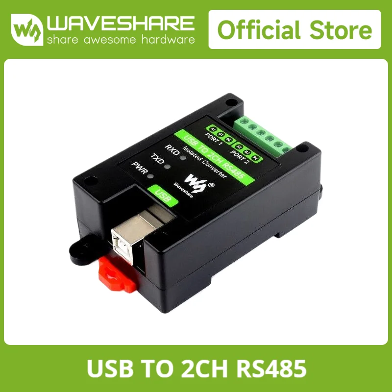 Picture 4: Waveshare Industrial Grade USB TO 2CH RS485  Isolated Converter, Adopts Original FT2232HL Chip, Extending USB to 2CH RS485
