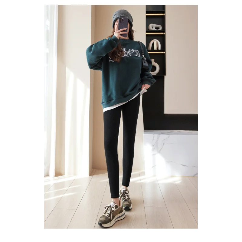 Lambskin Leggings for Women Autumn Winter Plus Velvet Thickened Threads Extra Thick Warm Cotton Pants Long Johns