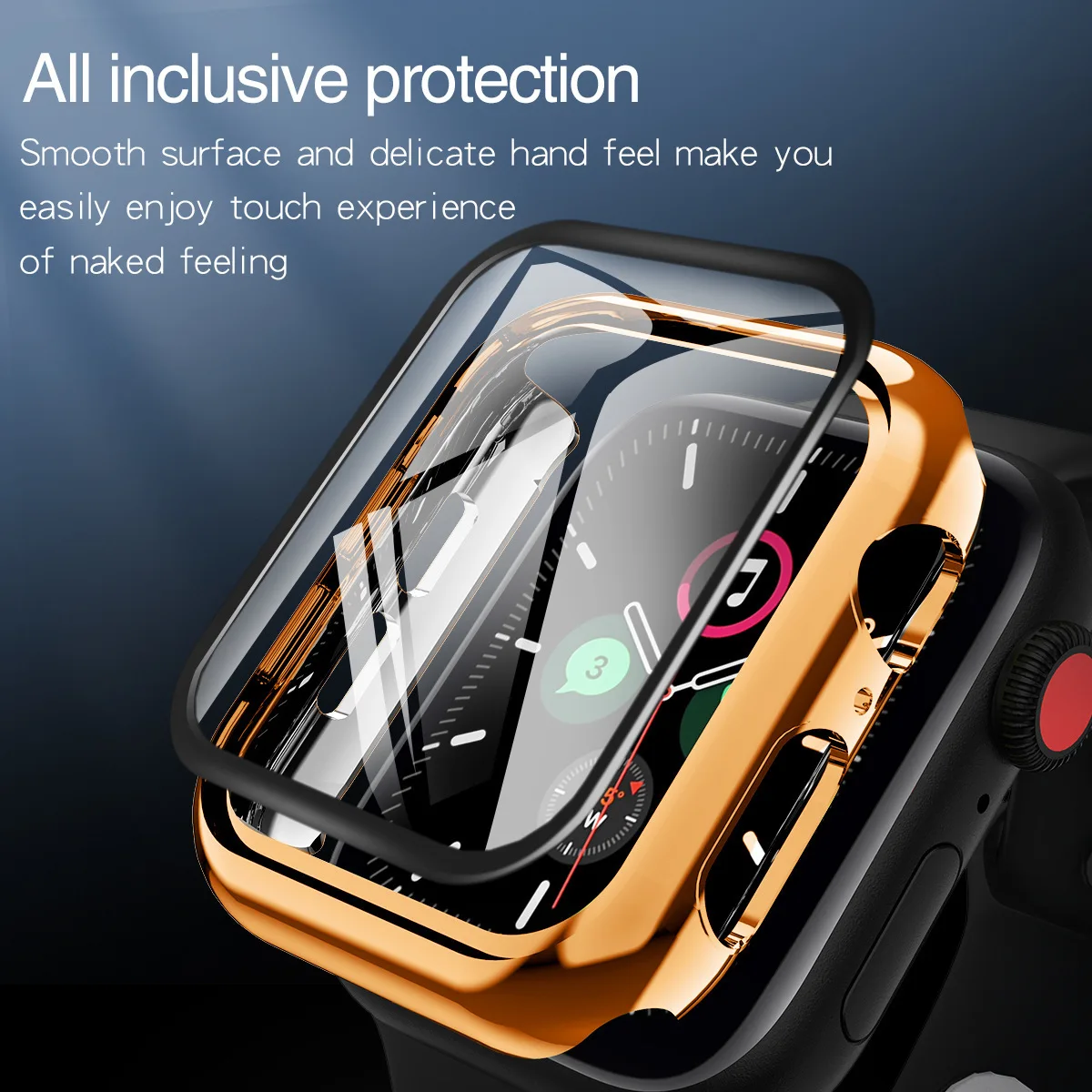 Vidro e Capa para Apple Watch, Case, Pára-choques, Protetor de Tela, Série 8, 7, 6, 5, 4, 3, SE, 44mm, 40mm, 42mm, 38mm, 41mm, 45mm, acessórios