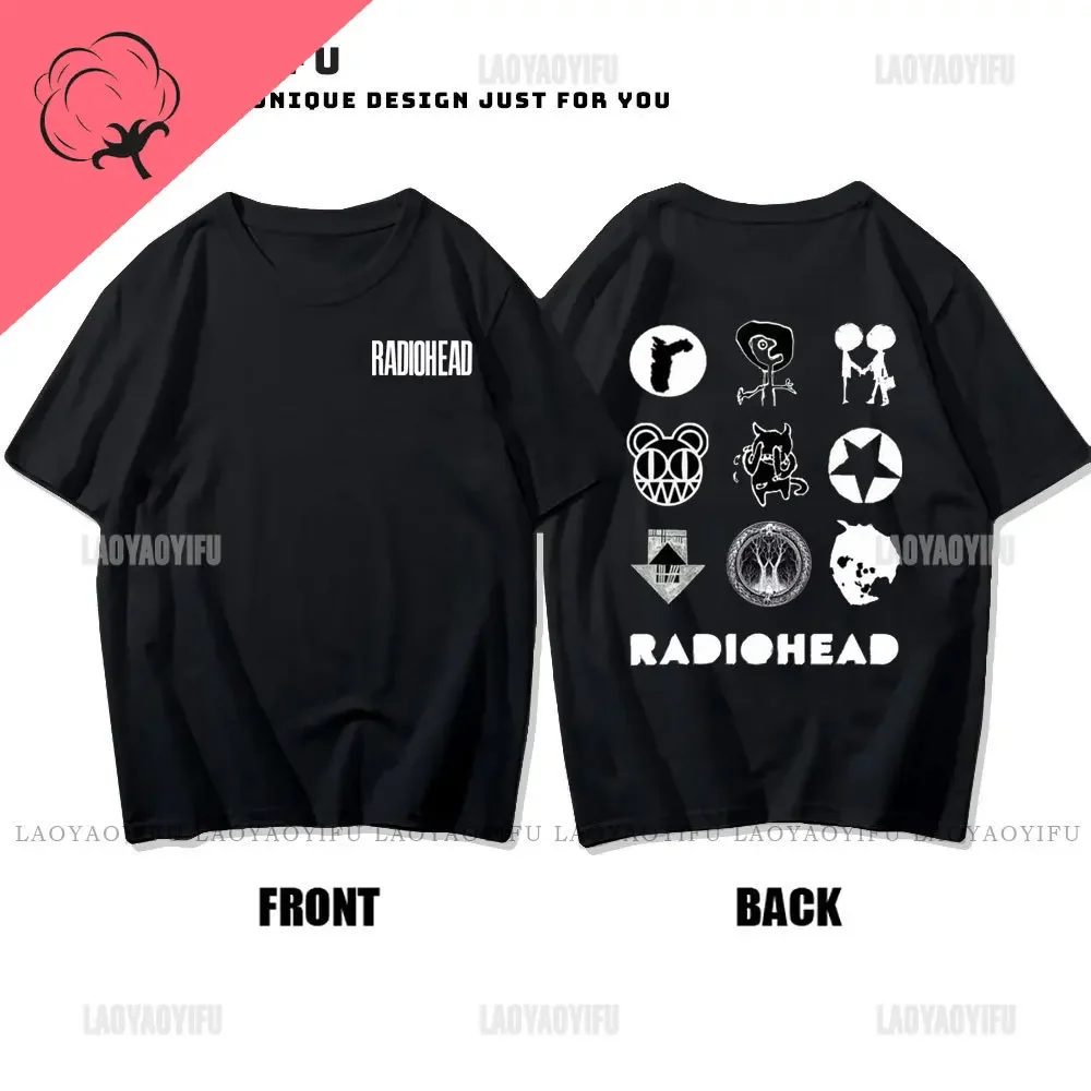 2024 New Men's Radiohead Vintage T-Shirts 100% Cotton Women's Summer Casual Trend Tops Hip Hop Men's Duplex Printing Clothing