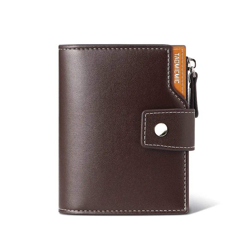 Men's RFID Leather Wallet Short Two-Fold Money Holder Multi-Function Zipper Coin Card Bag Anti-Theft Refresh Model Wholesale