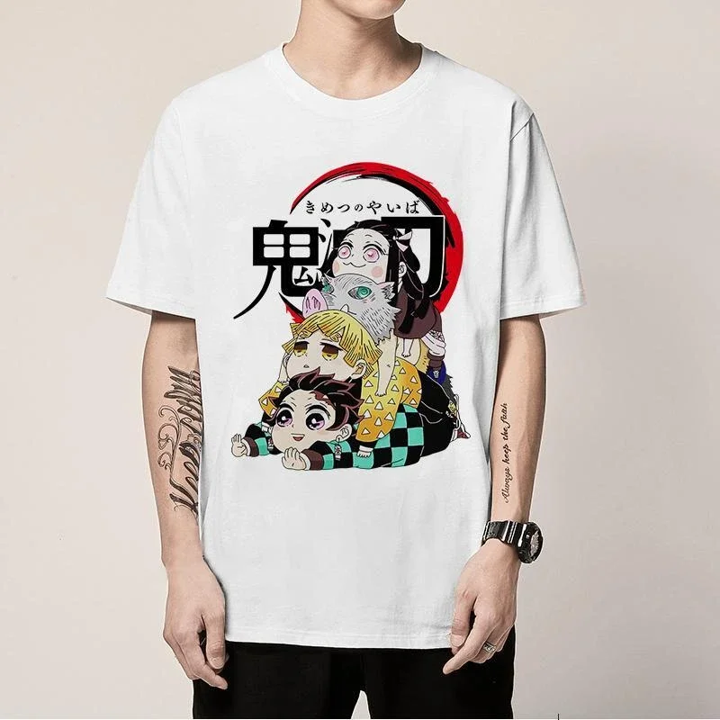 Demon Slayer Kamado Tanjirou Fun Parodie Anime Peripheres Kurzarm-T-Shirt, das Freizeitkleidung Eltern-Kind-Outfit Sommer