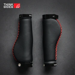 ThinkRIder-empuñaduras de manillar de bicicleta de cuero de fibra, cubierta de manillar de Bicicleta de ciudad, Scooter, MTB, extremo de barra de manillar, bloqueo de aluminio antideslizante