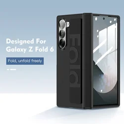 For Samsung Galaxy Z Fold 6 5 Case ZFold5 Ultrathin Matte Silicone Wristband Transparent Shockproof Hingle Folding Hard PC Cover