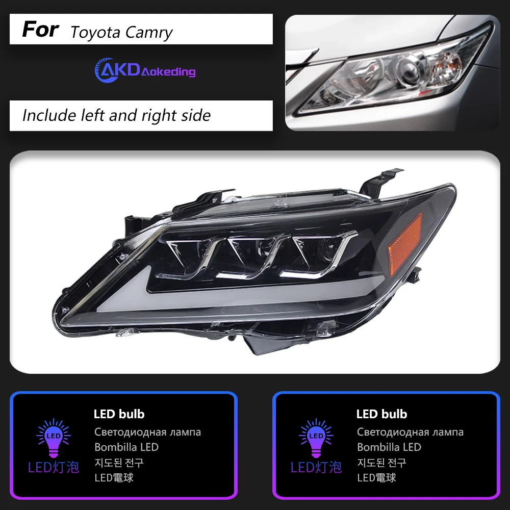 Lampa czołowa AKD dla Toyota Camry LED reflektor 2012-2014 reflektory Camry DRL kierunkowskazy światła drogowe soczewki projektora anioła oka — zdjęcie 5