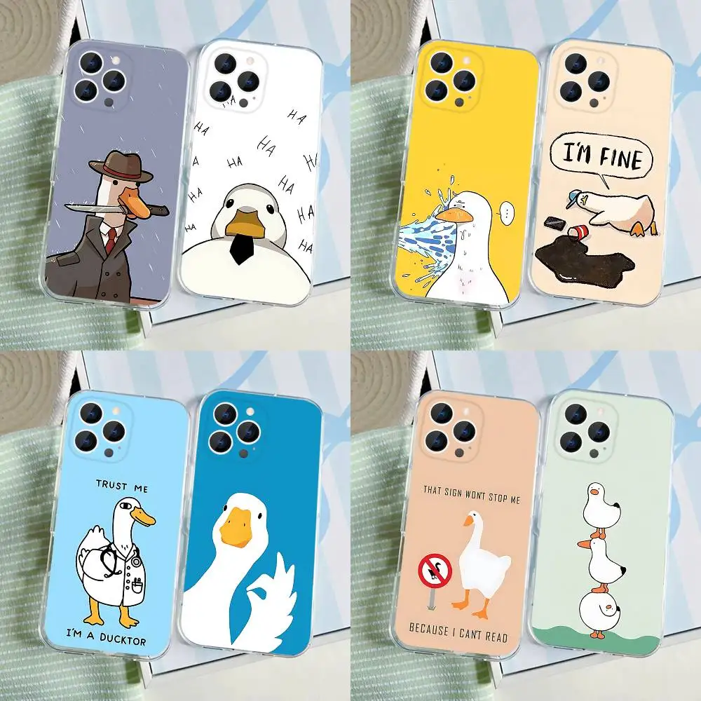 

Funny D-DucK Goose CUTE Phone Case For iPhone 17,16,15,14,13,12,11 Pro,Max,Plus,X,XS,XR,SE4,E Mini Transparent Soft Cover