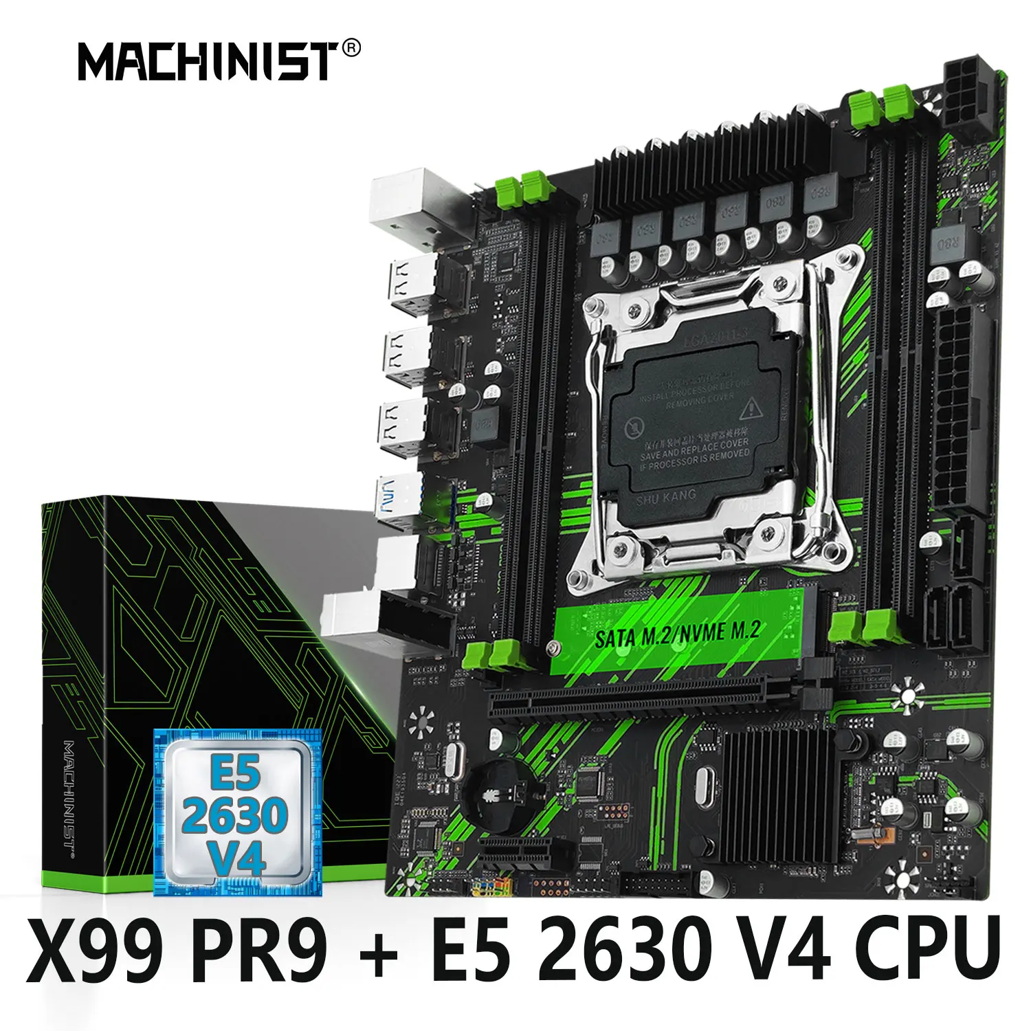 MACHINIST X99 PR9 Motherboard Combo Set LGA 2011-3 CPU Kit Xeon E5 2630 V4 Processor + DDR4 16GB RAM Memory M-ATX NVME SATA M.2