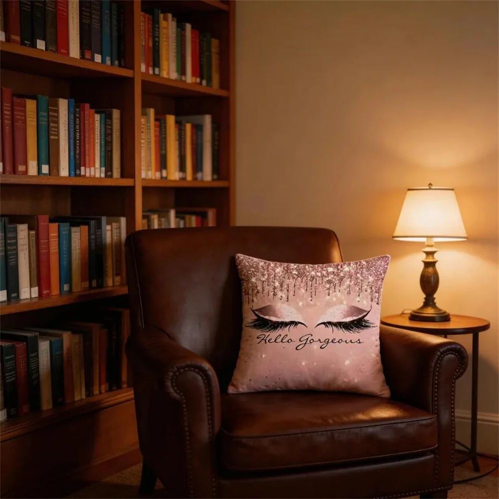 1PC Non Core Ins Style Beauty Makeup Eyelash Peach Skin Pillow Case Square Pillow Case Sofa with Pillow Case for Home Use