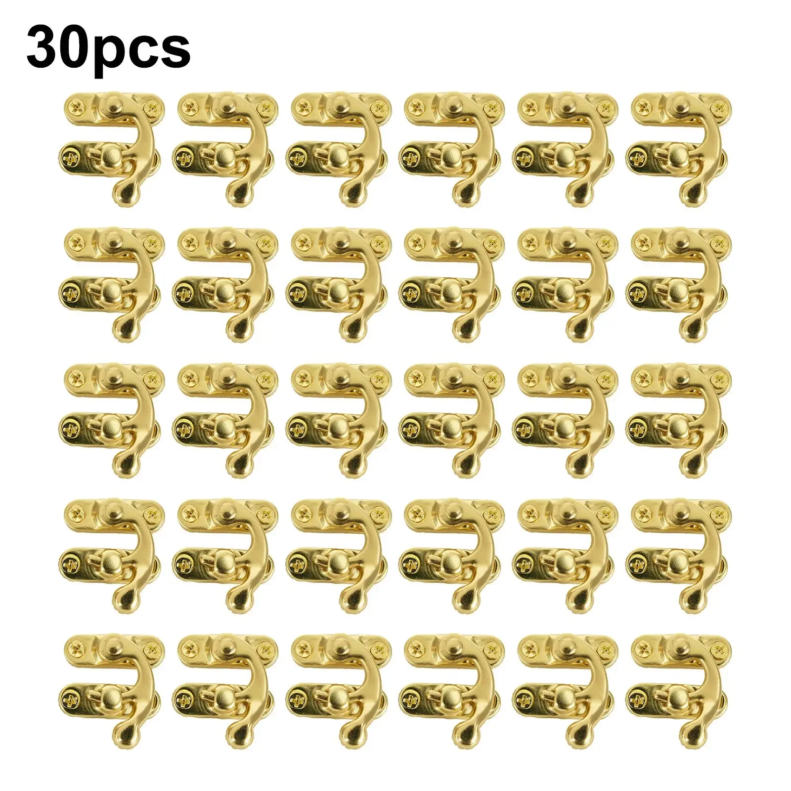 30pcs Horns Locks Antique Metal Catch Curved Buckle Right Latch Hook Hasp Horn Lock Wooden Jewelry Box Latch Hook Clasp Hardware