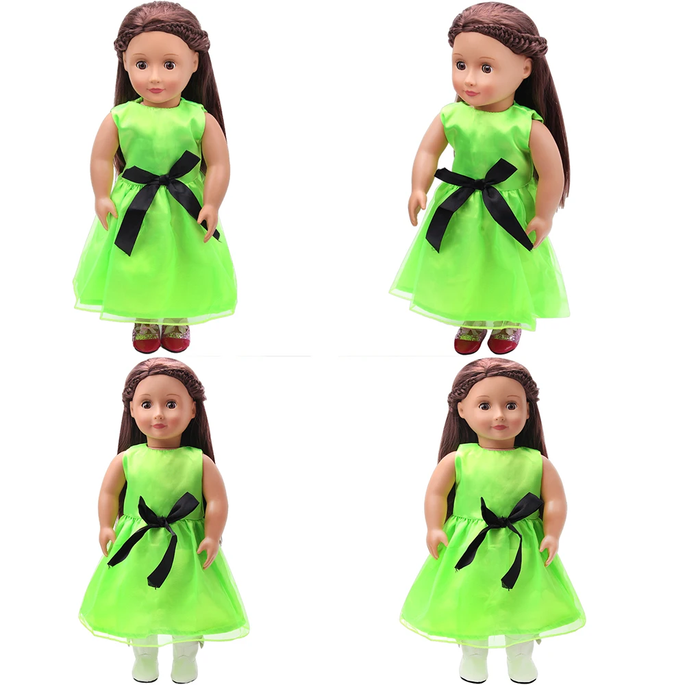 

18 inch doll girl trendy dress fluorescent green dress doll clothing challenge clothing props doll accessories
