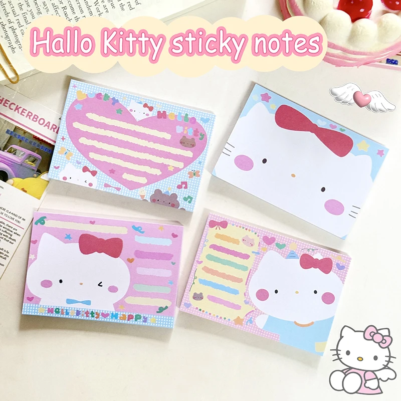 50แผ่น/หนังสือการ์ตูนอะนิเมะ Sanrio Hello Kitty กระดาษโน้ตกาวในตัวแผ่นที่ฉีกขาดได้เครื่องเขียนสำนักงานโรงเรียนที่รองรับ