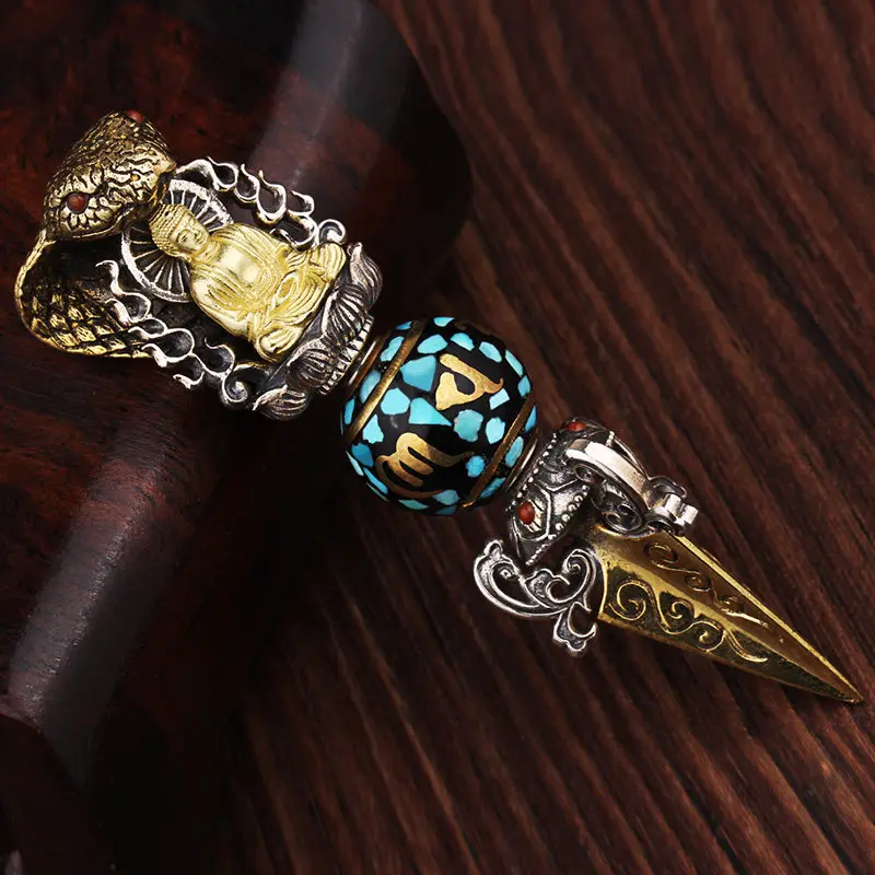 Vintage Golden Snake Shakyamuni Buddha Pendant For Men Jewelry Amulet Vajra Pestle Necklace Male Trendy Gift For Friend 5