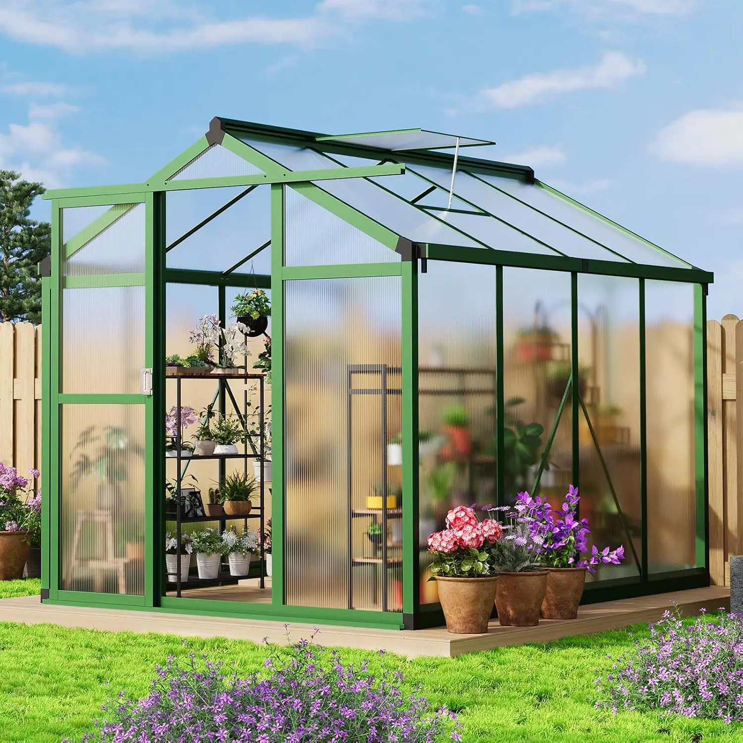 

Теплица, большие алюминиевые теплицы для улицы, сверхмощная теплица из поликарбоната с вентиляционным отверстием на крыше, зеленые домики для ходьбы