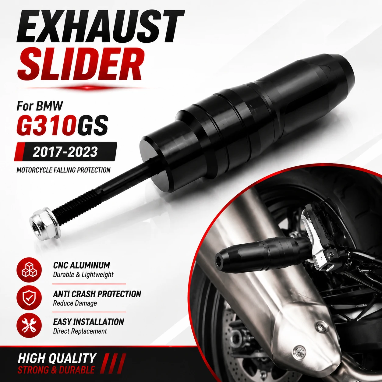 Exhaust Slider Crash Protector for BMW G310GS G310 GS 2017-2023 Motorcycle Exhaust Guard Falling Protection Accessories